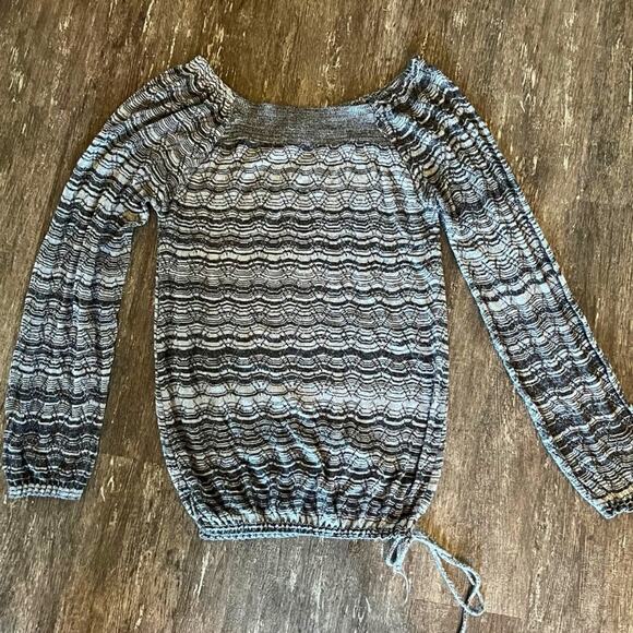 Maurices Black White Wavy Stripe Print Light Knit Sweater Tunic Top, Medium - Picture 10 of 10